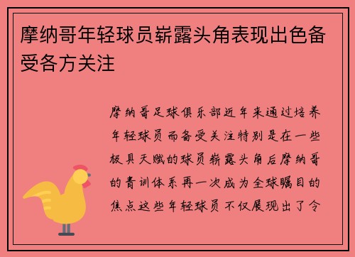 摩纳哥年轻球员崭露头角表现出色备受各方关注